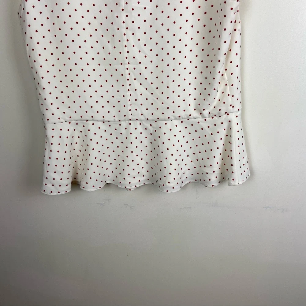 Talbots White Cream Red Polka Dot Peplum Blouse Business Casual Office Size 8‎ - Picture 6 of 10